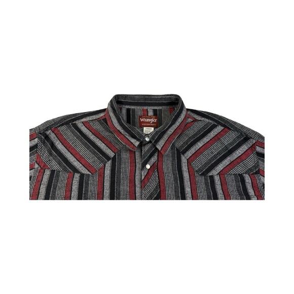 Wrangler Western Flannel Shirt Men’s 2XT Tall Red/Black Plaid Pearl Snap Cotton - Picture 12 of 13